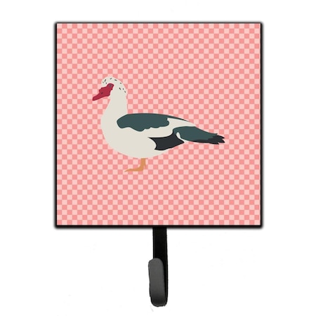 Carolines Treasures Muscovy Duck Pink Check Leash or Key Holder BB7864SH4